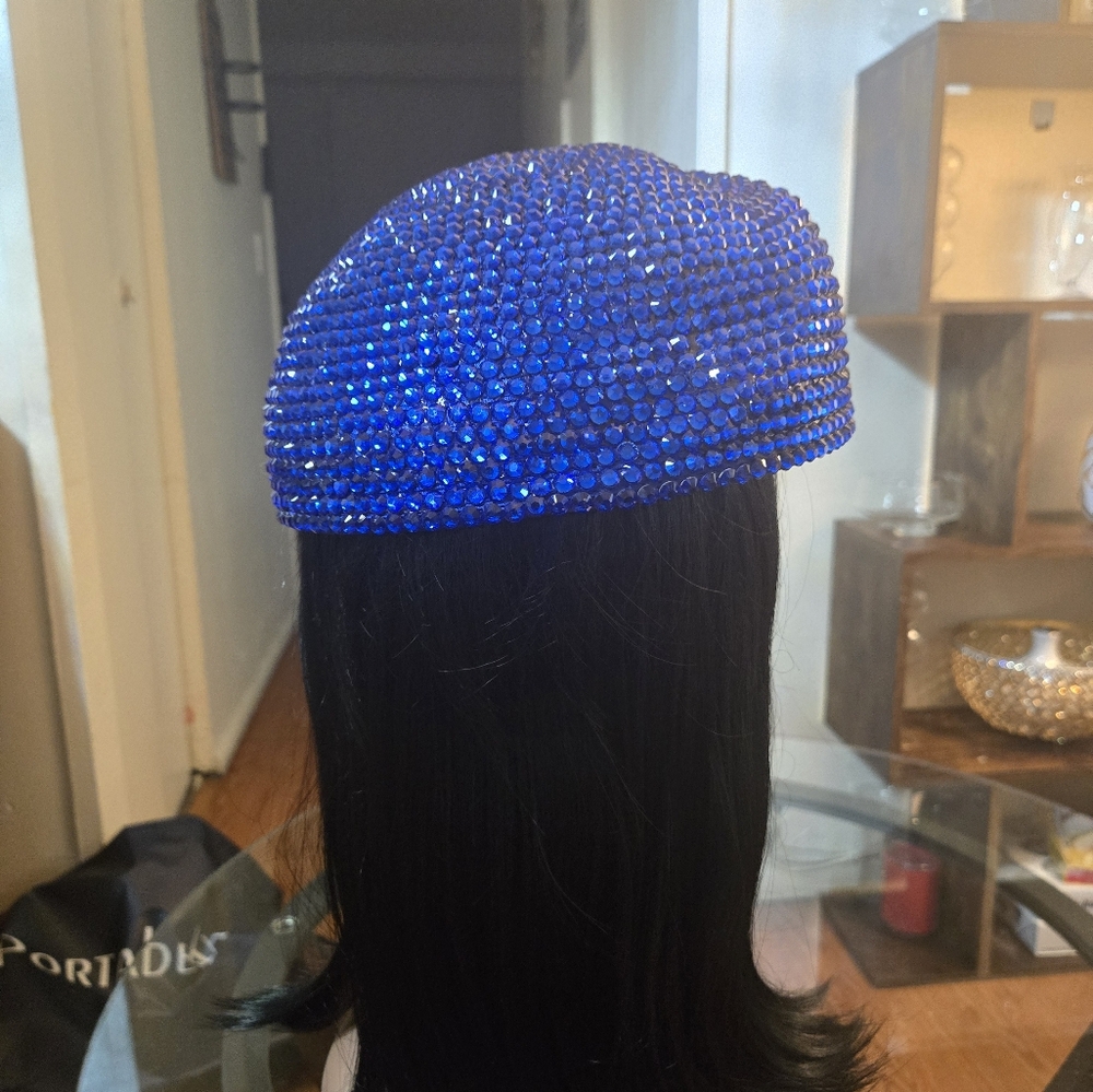 Blue Rhinestone Beret - Picture 4 of 6